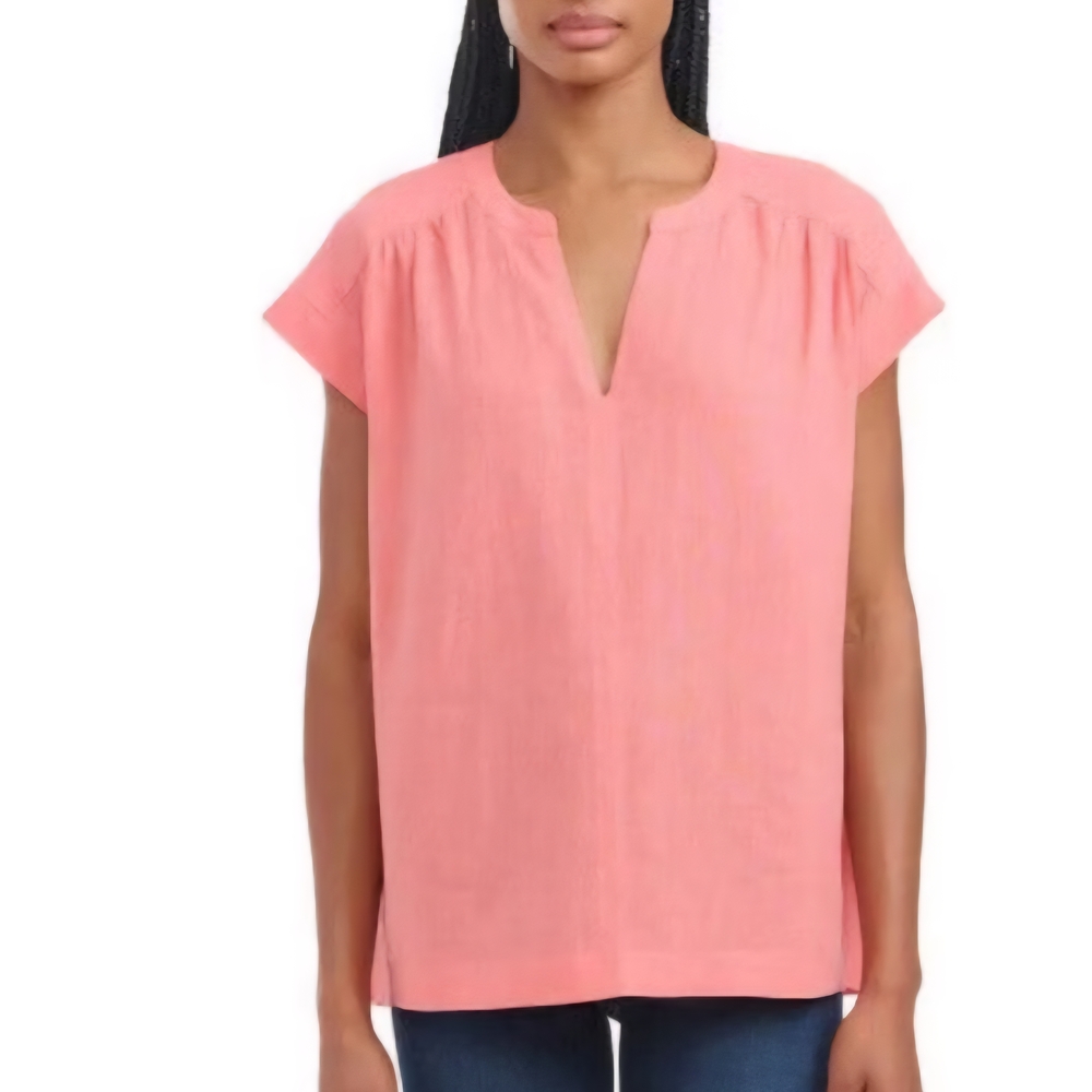 Splendid Ladies' Linen Blend Top Coral Medium Casual Relaxed Lightweight Beach